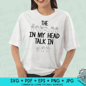 ASL SVG - Las voces en mi conversación escuchada en ASL - Lenguaje de señas americano - Conciencia de sordos - Humor para sordos - Camisetas con problemas de audición