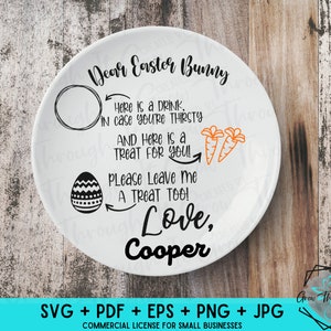 Easter SVG - Easter Bunny Plate- SVG Cut File - Bunny Ears - Cricut Silhouette File - Easter Bunny Treats - Easter Kid SVG - Carrot Treats