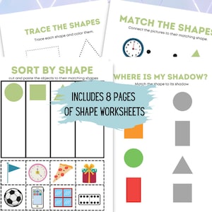 Preschool Shapes - Trace The Shapes- Pre-k Curriculum Worksheets- Printable Preschool Activities - Preschool Learning Worksheets