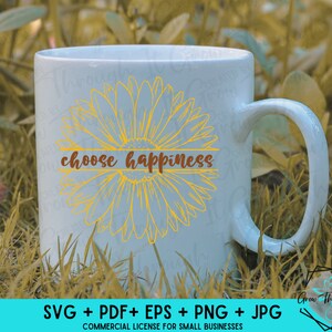 Choose Happiness- Sunflower SVG - Sunflower Drawing
