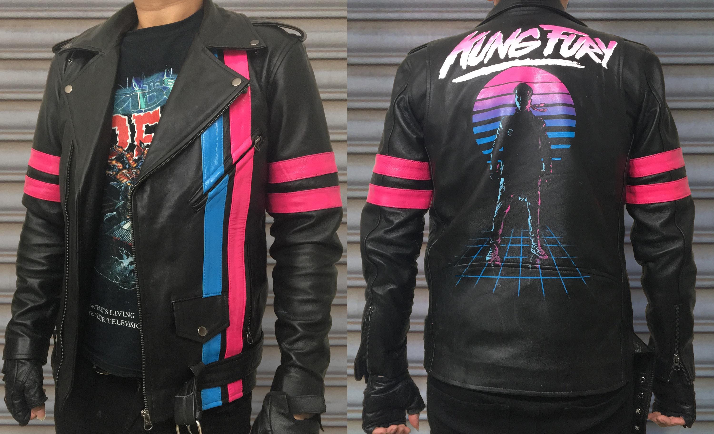 CUSTOM KUNG FURY Retrowave Cyber-punk Hand Painted Leather Biker Jacket. Any Size, Any Want You Want - Etsy CUSTOM KUNG FURY Retrowave Cyber-punk Hand Painted Leather Biker Jacket. Any Size, Any Want You Want - Etsy