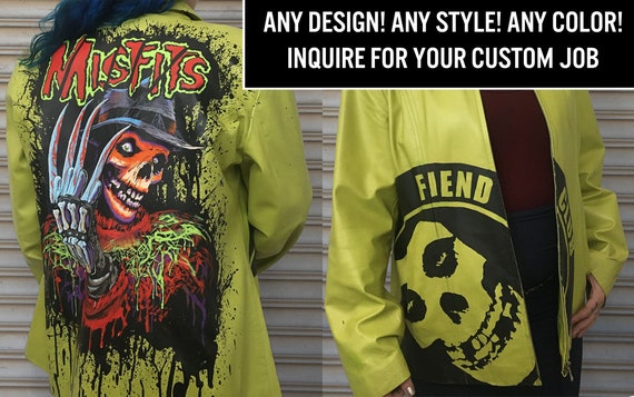CUSTOM Hand-painted Horror-punk Misfits Fiend Club Leather