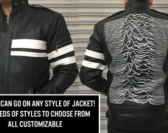 CUSTOM Joy Division Post-punk Painted Leather Biker Jacket