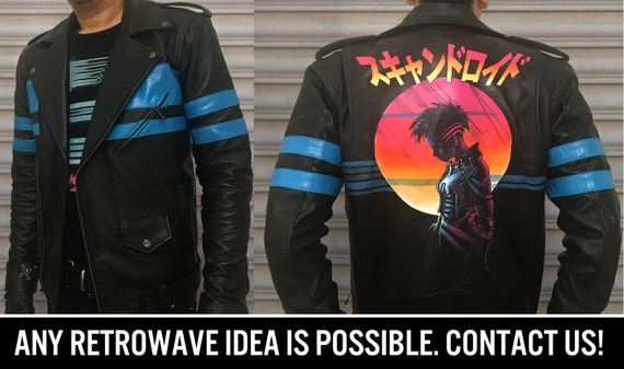 CUSTOM KUNG FURY Retrowave Cyber-punk Hand Painted Leather