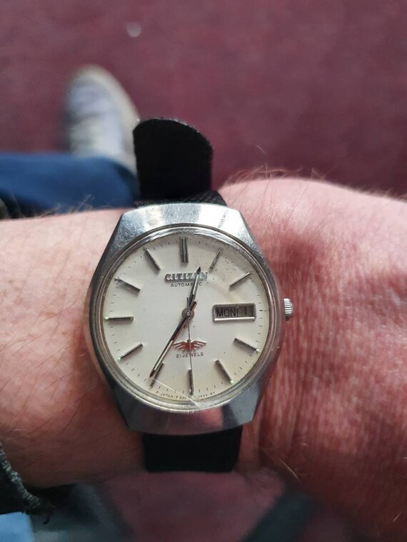 Citizen eagle 7 Automatico degli anni 70. Ottima Patina per quadrante e mantiene il buon tempo Nuovo cinturino in stile Nato Etsy Italia