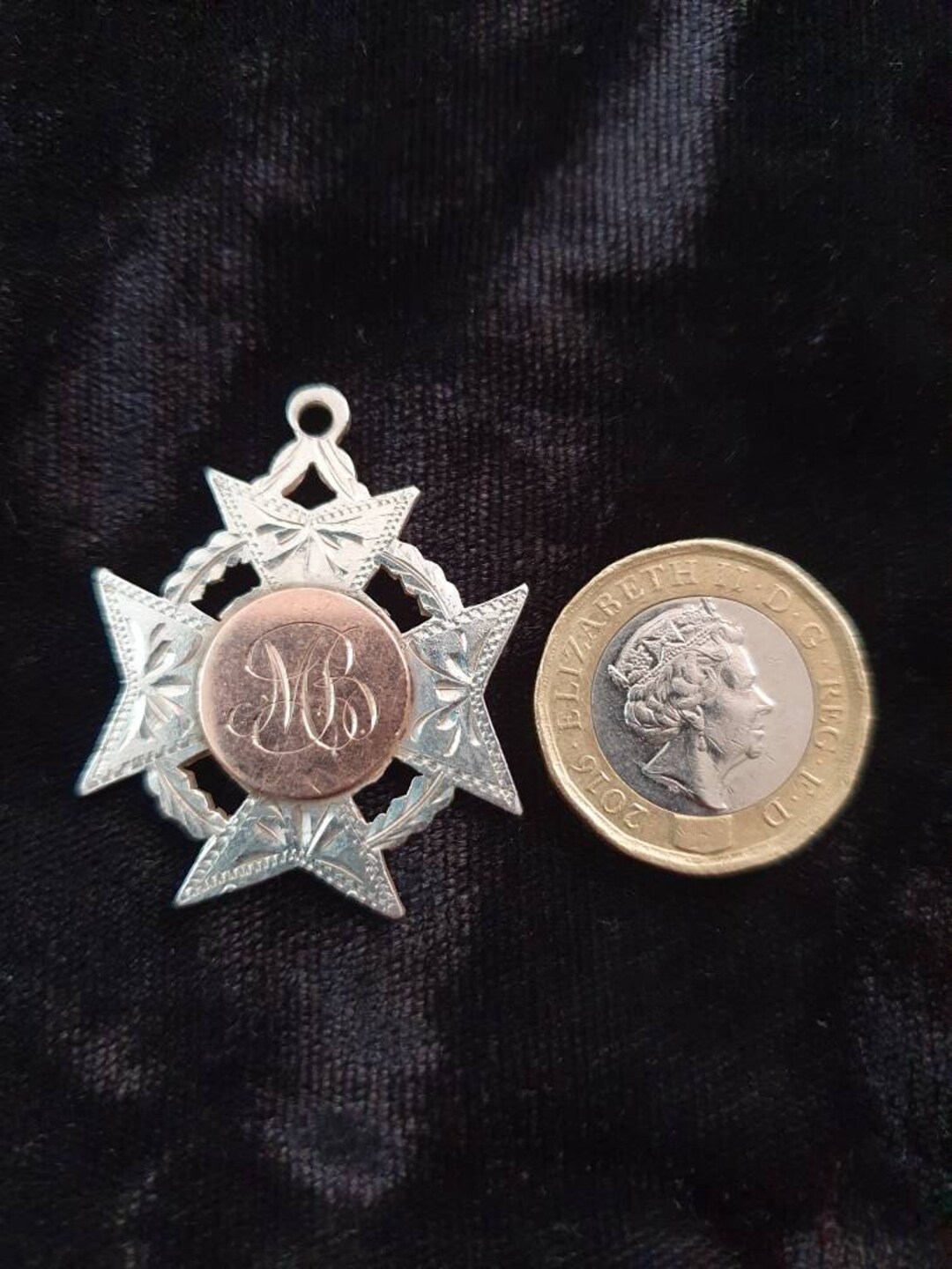 Antique, Sterling Silver and Rose Gold Watch Fob Medal, Maker WHH, 10 ...