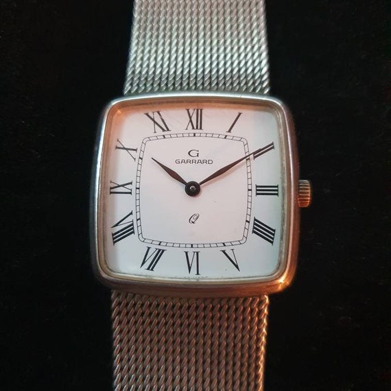 Super Rare Garrard Quartz Gents Sterling Silver Dress Watch