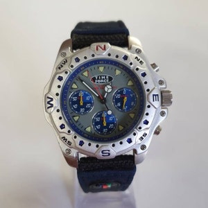 Time Force Quartz Model 9001 Chronograph Compass Style Bezel New Battery Fitted and Chrono Sub Dial Hands Calibrated. Etsy Australia