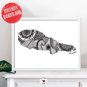 Pico Karte Drucken, Azoren Insel Poster, Portugal Poster Mandala Karte, Azoren Kunst