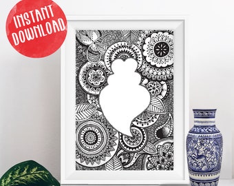 Portugal Coração de Viana Wall Art, Traditional Portuguese Mandala Background Printable