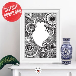 Cartel del Corazón de Viana de Portugal, ilustración tradicional portuguesa, Corazón en Mandala