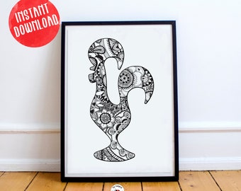 Barcelos Rooster Digital Poster, Portugal Traditional Symbol, Barcelos Souvenir, Portuguese gift, mothers day gift