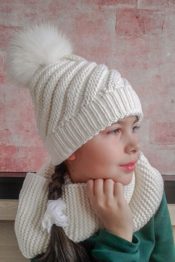 white scarf and hat set