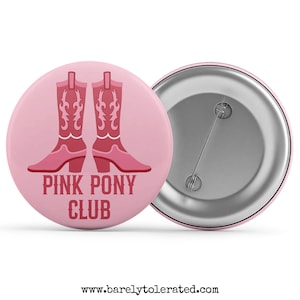Pink Pony Club Badge/Button/Pin, Magnet or Keyring
