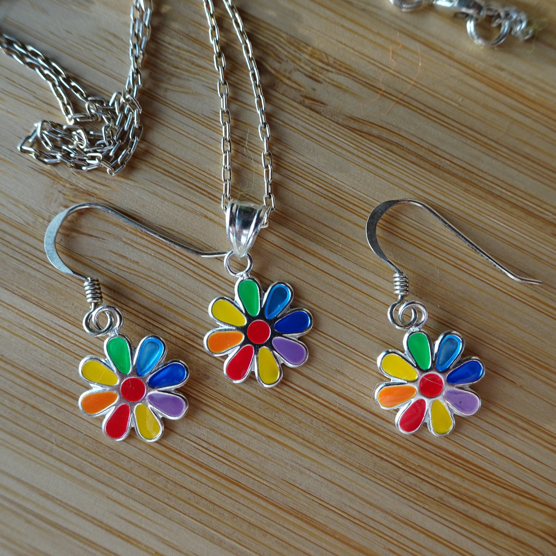 Daisy Jewellery set The Perfect Enamelled Rainbow Daisy Etsy