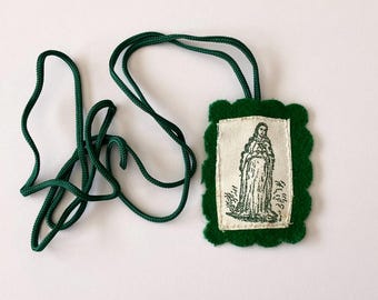 Vintage Green Scapular of Immaculate Heart of Mary