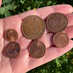 Irish Coins Pack, 10 Mixed Brass/Copper Coins From Ireland