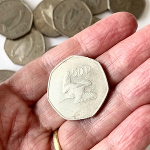 Irish 50 Pence Coin - Woodcock Bird & Harp Design (1970 - 1997) - Choose A Year