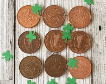 Irish Coins Pack, 9 Celtic Design 2p Penny Coins From Ireland