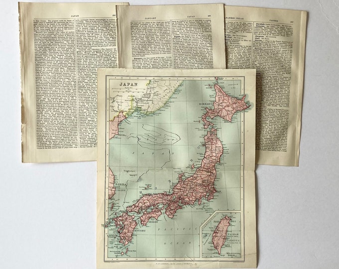 1925 Map of Japan + History Pages - Etsy