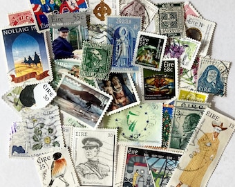 Vintage Ireland Stamp Collection: 35 Unique Used Stamps