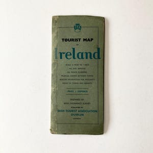 1938 Tourist Map of Ireland - Fold-Out Map with Photographs & Tourist Info
