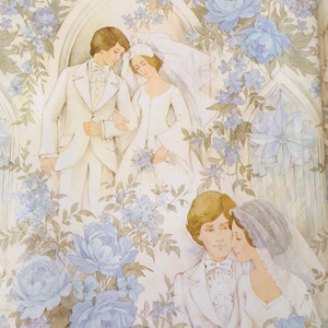 Papel de regalo de boda vintage para novios