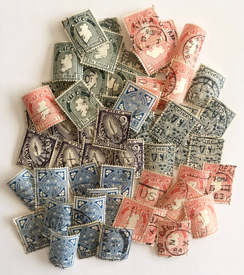 Ireland Stamp Pack 25 Vintage Irish Themed Used Postage Etsy