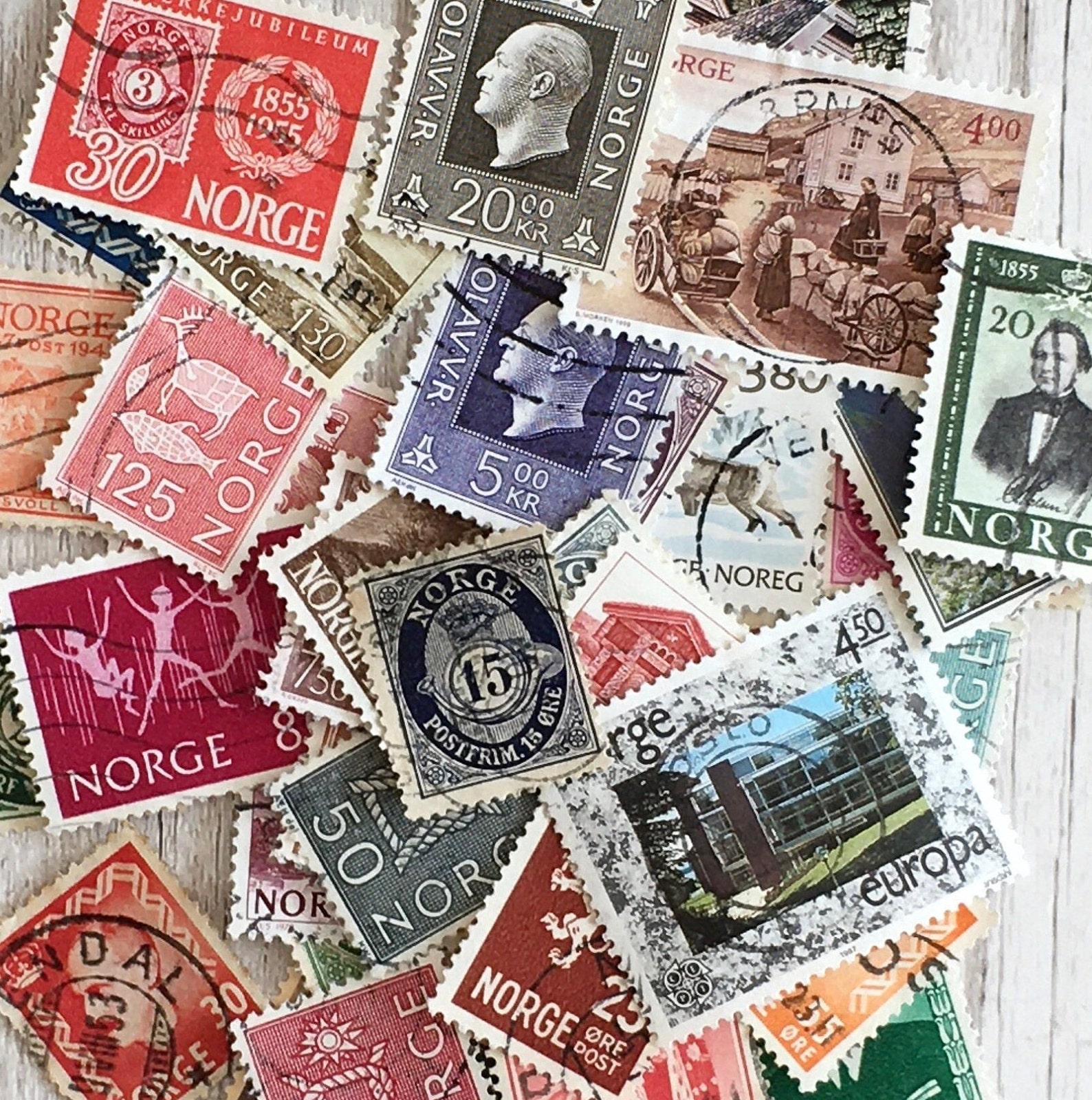 Norwegian Stamps 40 Used Stamps From Norway 1 What You See Etsy