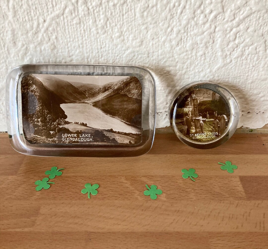 Glendalough Ireland Antique Glass Souvenir Paperweights Etsy