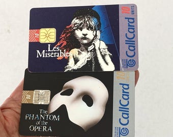 Theatre Themed Irish Phone Cards (1990s) - Phantom of the Opera/Les Miserables
