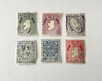 30 Vintage Irish Postage Stamps, 6 Designs To Choose From