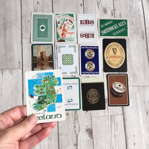 Irish Playing Cards, 12 Vintage Irish All Different Swap Cards