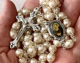 Padre Pio Relic Rosary with Leather Purse (Italy)