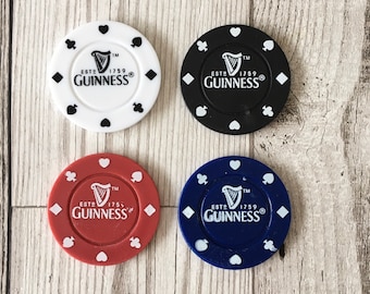 Guinness Poker Chips, 4 X Irish Guinness Golf Ball Markers or Cake Decorations