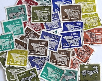 34 Irish Celtic Animal Design Vintage Postage Stamps