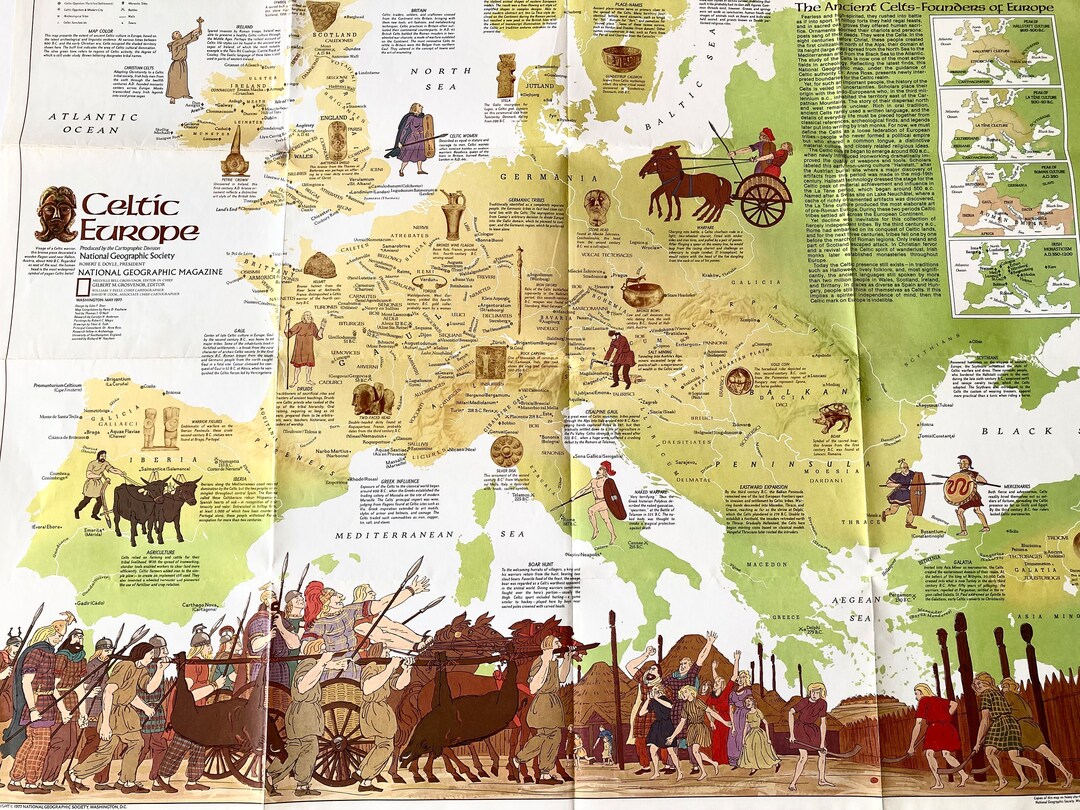 1977 Celtic Europe Map National Geographic Society - Etsy