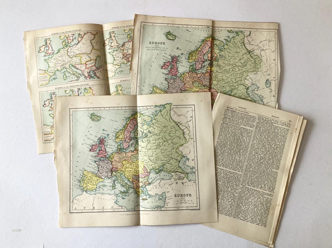 1925 Maps of Europe + History Ephemera - Etsy