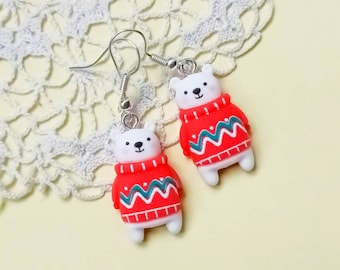 Kawaii polar bear earrings
