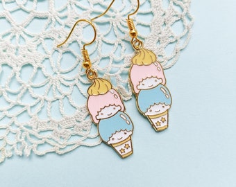 Little twin stars ice cream cone earrings