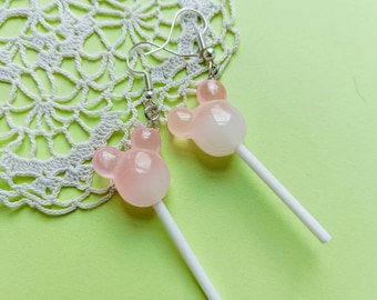 Pink Mickey lollipop earrings