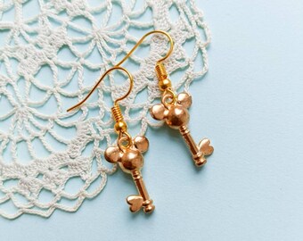 Mickey mouse head key earrings