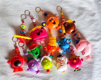 Llavero con figura de Mr. Men y Little Miss - Juguetes nostálgicos reciclados - Varios personajes