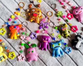 Fuggler keychains, monster figurines, upcycled toys - various characters