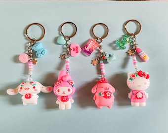 Lindos llaveros de animales de color rosa - sakura
