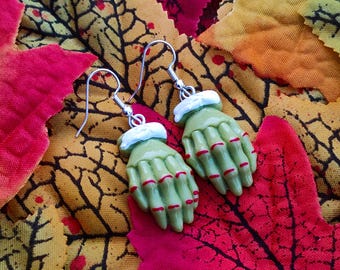 Zombie skeleton hand earrings