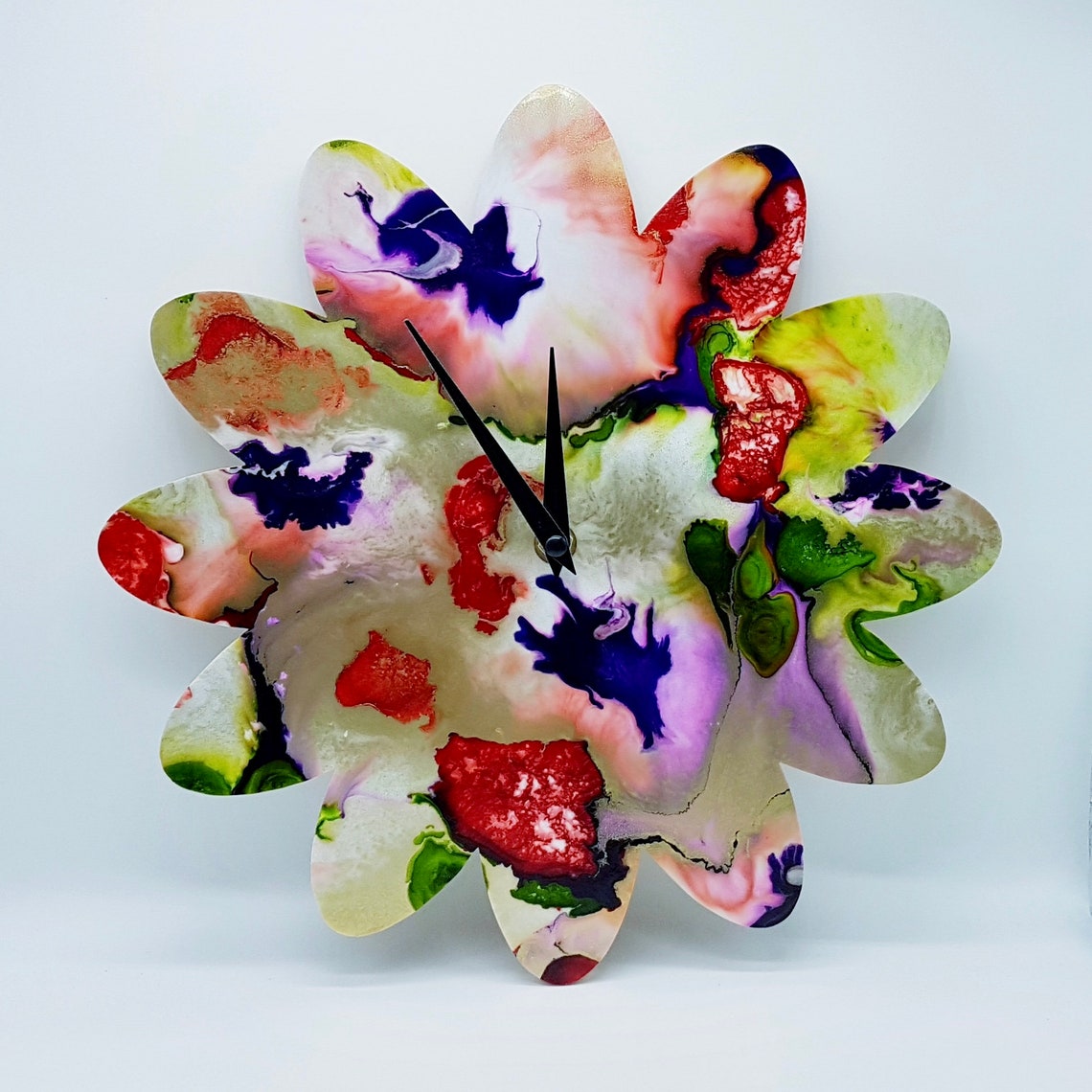 Wall clock flower a resin art clock modern contemporary wall Etsy