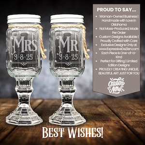 Personalized Rustic Engraved Mr & Mrs Wedding Toasting Glasses with Hummingbird Earrings – Unique Bride Gift – FREE UPS SHIPPING *Royal