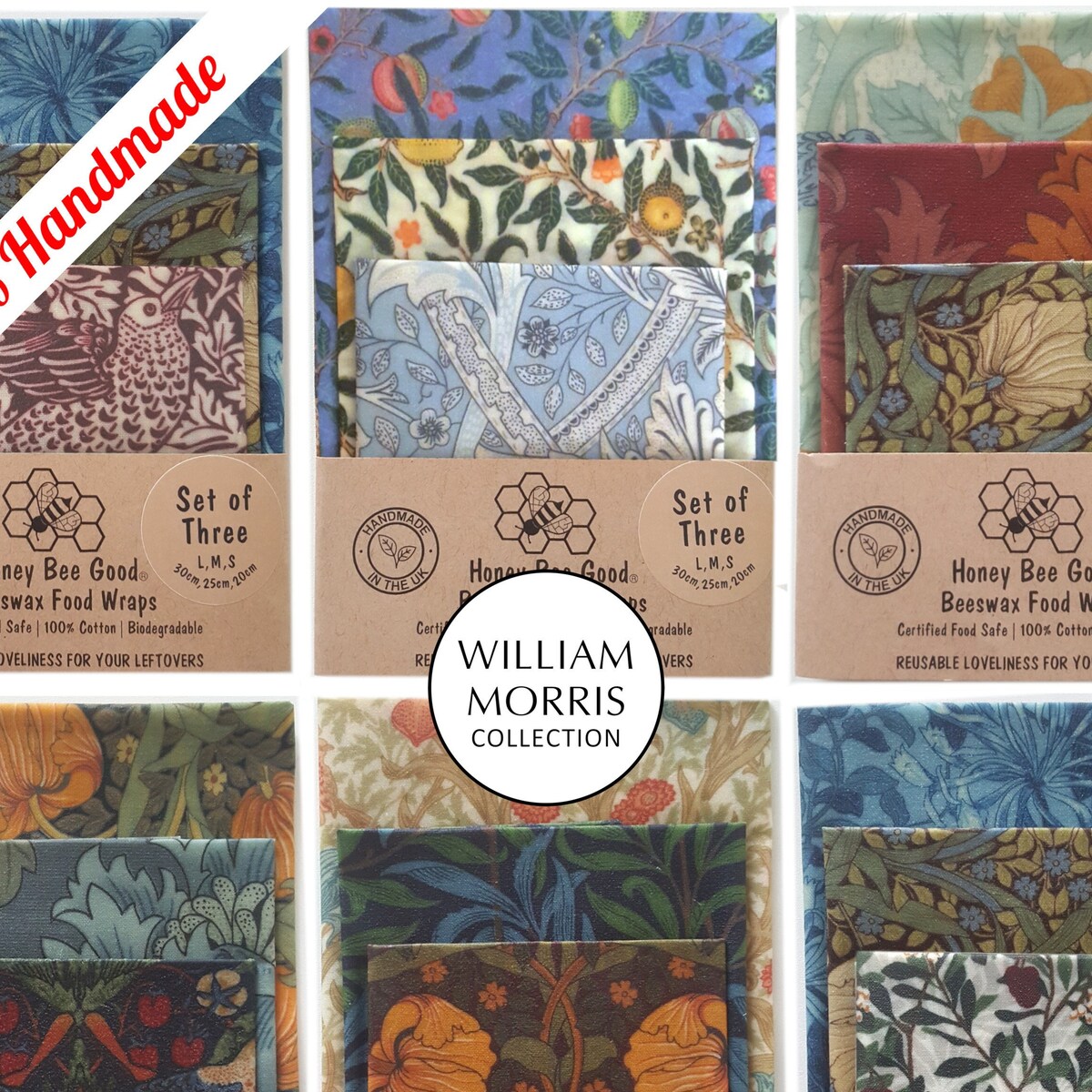 William Morris Reusable Beeswax Food Wraps Certified Food Safe Sets of 3 all-natural Food Safe Eco-friendly Wax Wrap Birthday Gift - Etsy