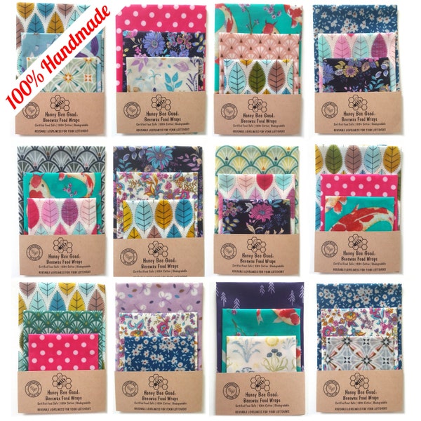 Reusable Beeswax Wraps, GREAT GIFTS, Earth Kind Sale, Certified Food Safe Eco Friendly Birthday Presents, Zero Waste Hostess Gift